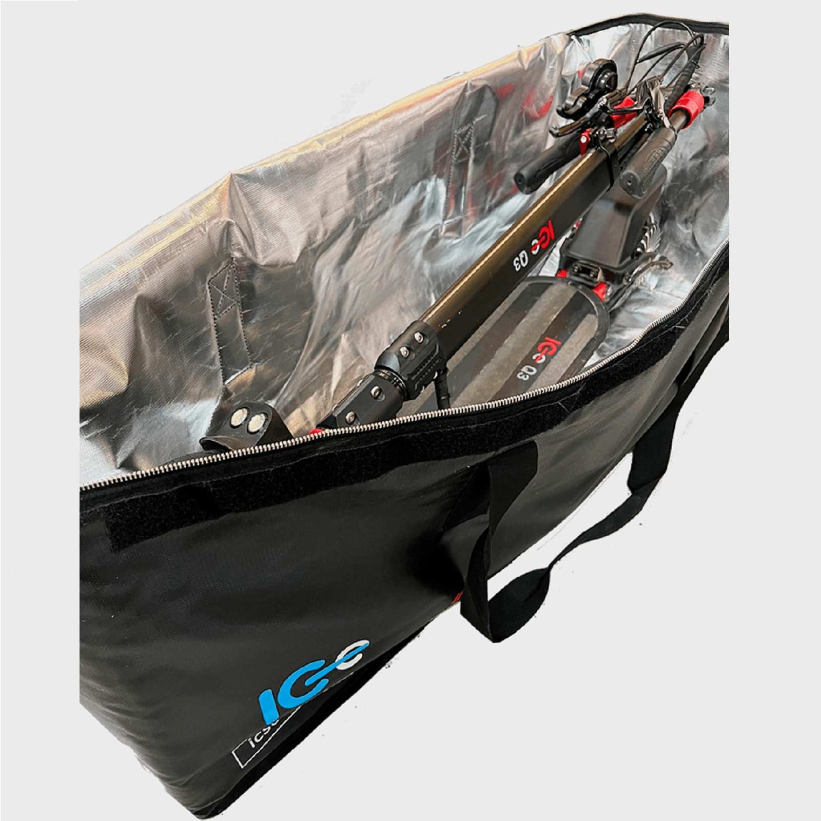 Bolsa ignífuga ICe BAG S2 vista superior, capacidad XL para patinetes