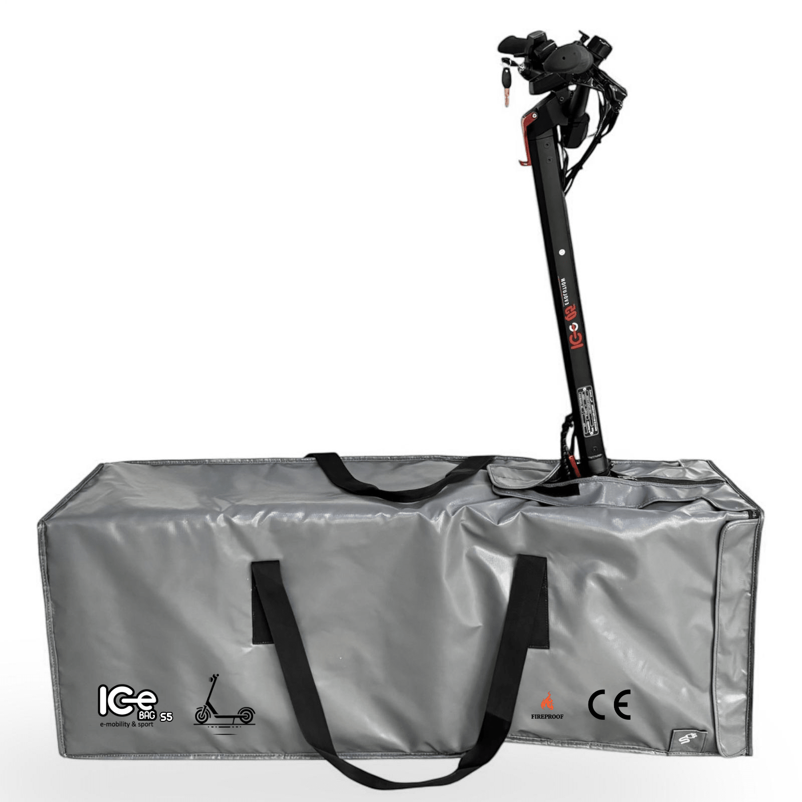 Garaje ignífugo ICe BAG S5 vertical universal para cualquier patinete eléctrico