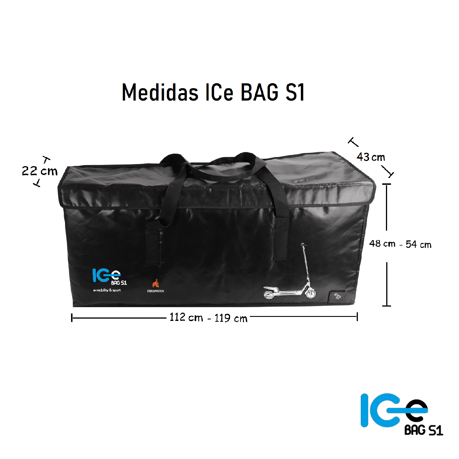 Bolsa ignífuga ICe BAG S1 plegable, almacenamiento patinete eléctrico